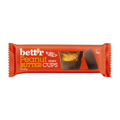 Šokoladiniai saldainiai su žemės riešutų kremu PEANUT BUTTER CUPS, ekologiški
