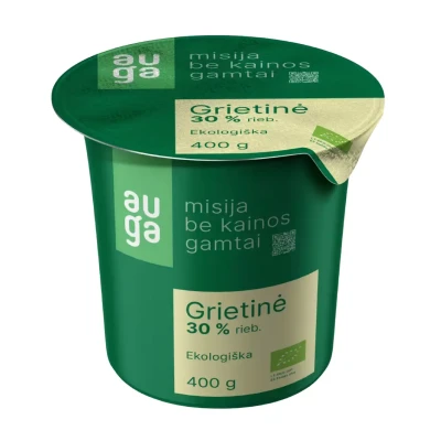 Grietinė AUGA 30 % rieb., ekologiška