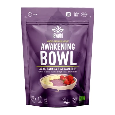 Mišinys pusryčių dubenėliui ACAI, BANANA & STRAWBERRY, ekologiškas