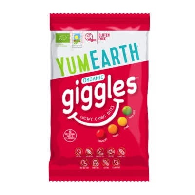 Kramtomieji saldainiai GIGGLES, 4 skonių, ekologiški