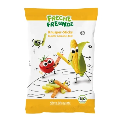 Kukurūzų trapučiai su žirneliais ir pomidorais, nuo 12 mėn., ekologiški