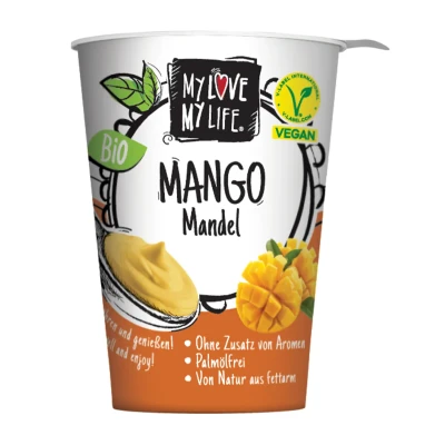 Jogurtinis migdolų kremas su mangais, ekologiškas