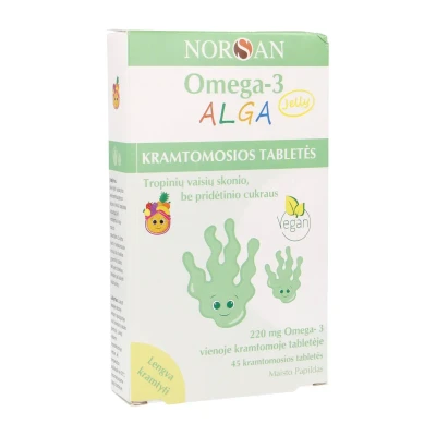 Guminukai Omega-3 vegan ALGA JELLY, 45 vnt.