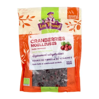 Džiovintos minkštos spanguolės LOU PRUNEL, ekologiškos