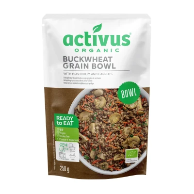 Grikių patiekalas PIEVAGRYBIAI IR MORKOS, ekologiškas