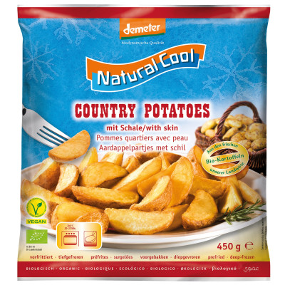 Bulvių skiltelės, gruzdintos, šaldytos, biodinaminės