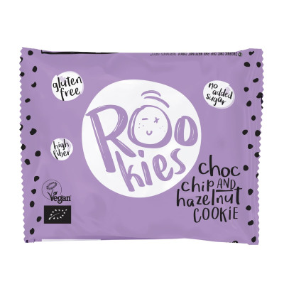 Sausainis su lazdyno riešutais ir šokolado gabalėliais, ekologiškas