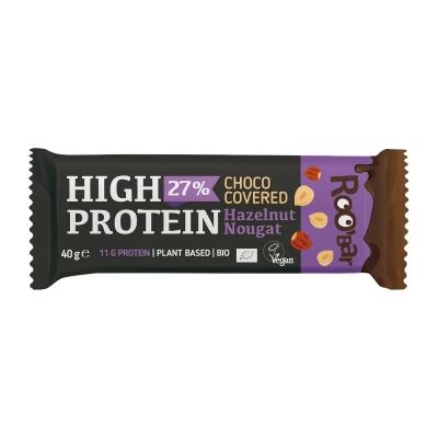Baltyminis batonėlis su lazdynų riešutais HAZELNUT NOUGAT, ekologiškas