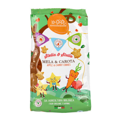 Sausainiai su obuoliais ir morkomis MELA & CAROTA, ekologiški