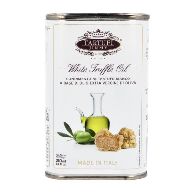 Extra virgin alyvuogių aliejus su baltaisiais trumais skardinėje