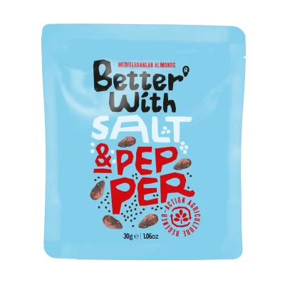 Migdolai su pipirais ir jūros druska SALT AND PEPPER, 30 g