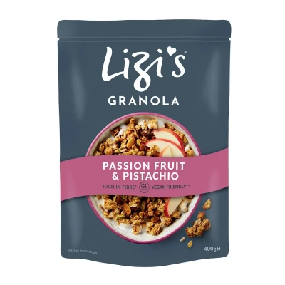 Granola su pasifloromis ir pistacijomis