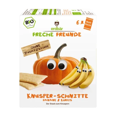 Ryžių, kukurūzų ir grikių trapučiai su bananais ir moliūgais, nuo 12 mėn., ekologiški