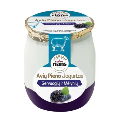 Avių jogurtas RIANS su gervuogėmis ir mėlynėmis, 5,2% rieb.