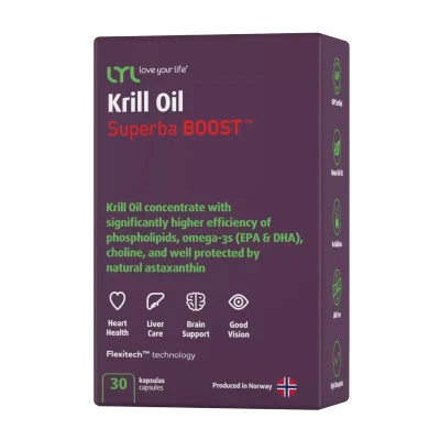 Krilių aliejaus koncentratas SUPERBA BOOST, 30 kaps.