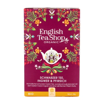 Juodoji arbata su imbierais ir persikais, 20 pak., ekologiška