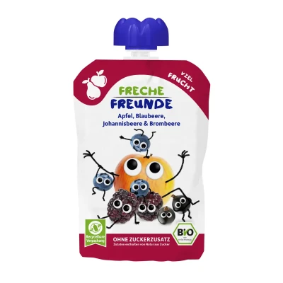 Obuolių, mėlynių, serbentų ir gervuogių tyrelė, nuo 12 mėn., ekologiška