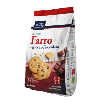 Speltų sausainiai su šokolado gabaliukais BISCOTTI FARRO, ekologiški