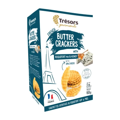 Sviestiniai krekeriai su sūriu ir medumi ROQUEFORT & HONEY
