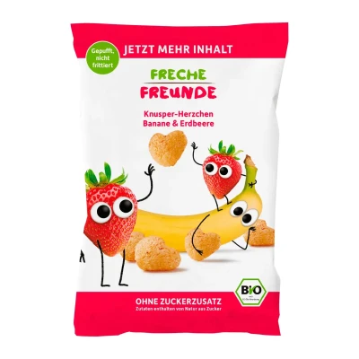 Kukurūzai su braškėmis ir bananais, nuo 12 mėn., ekologiški