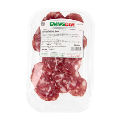 Vytinta kiaulienos dešra LUCANICA SALSICCIA DOLCE, pjaustyta