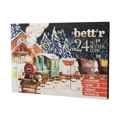 Advento kalendorius su įdarytais saldainiais 24 NUT BUTTER CUPS, ekologiškas
