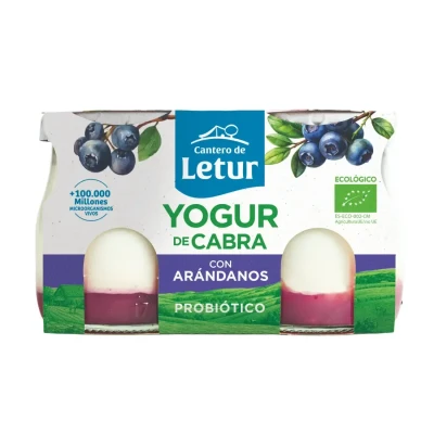 Ožkų jogurtas nenugriebto pieno su mėlynėmis, 2x125g, 4,0% rieb., ekologiškas