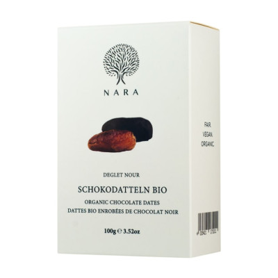 Šokoladu dengtos datulės DEGLET NOUR, biodinaminės