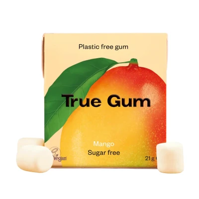 Kramtomoji guma TRUE GUM MANGO, be cukraus