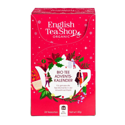 Arbatos advento kalendorius, raudonas, 24 pak., ekologiškas