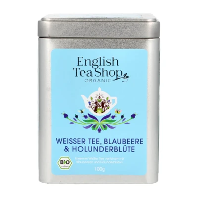 Baltoji arbata su mėlynėmis ir šeivamedžio žiedais, biri, ekologiška