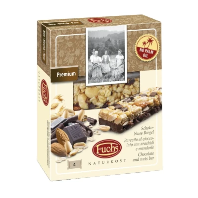 Batonėliai su šokoladu ir riešutais PREMIUM, 4 vnt.