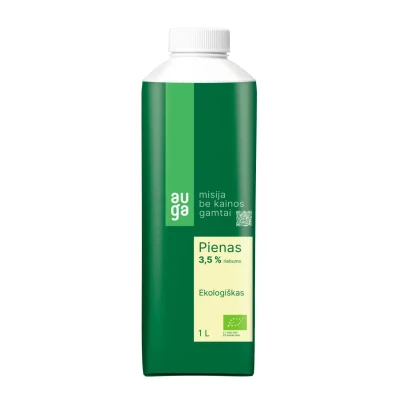 Pienas AUGA 3,5% rieb., ekologiškas