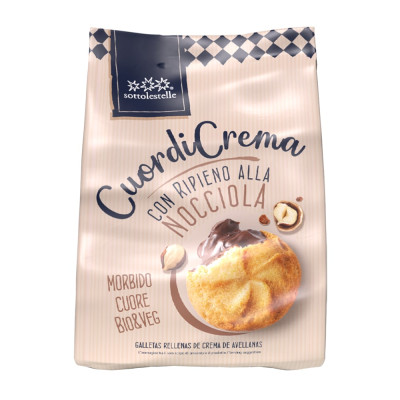 Sausainiai su lazdynų riešutų kremu CUOR DI CREMA, ekologiški