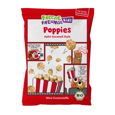 Kukurūzų ir ryžių trapučiai su obuoliais ir karamele, ekologiški