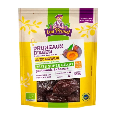 Labai didelės džiovintos minkštos slyvos AGEN GEANT su kauliukais, ekologiškos